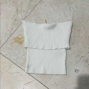Zara Cream Ribbed Knit Tube Top